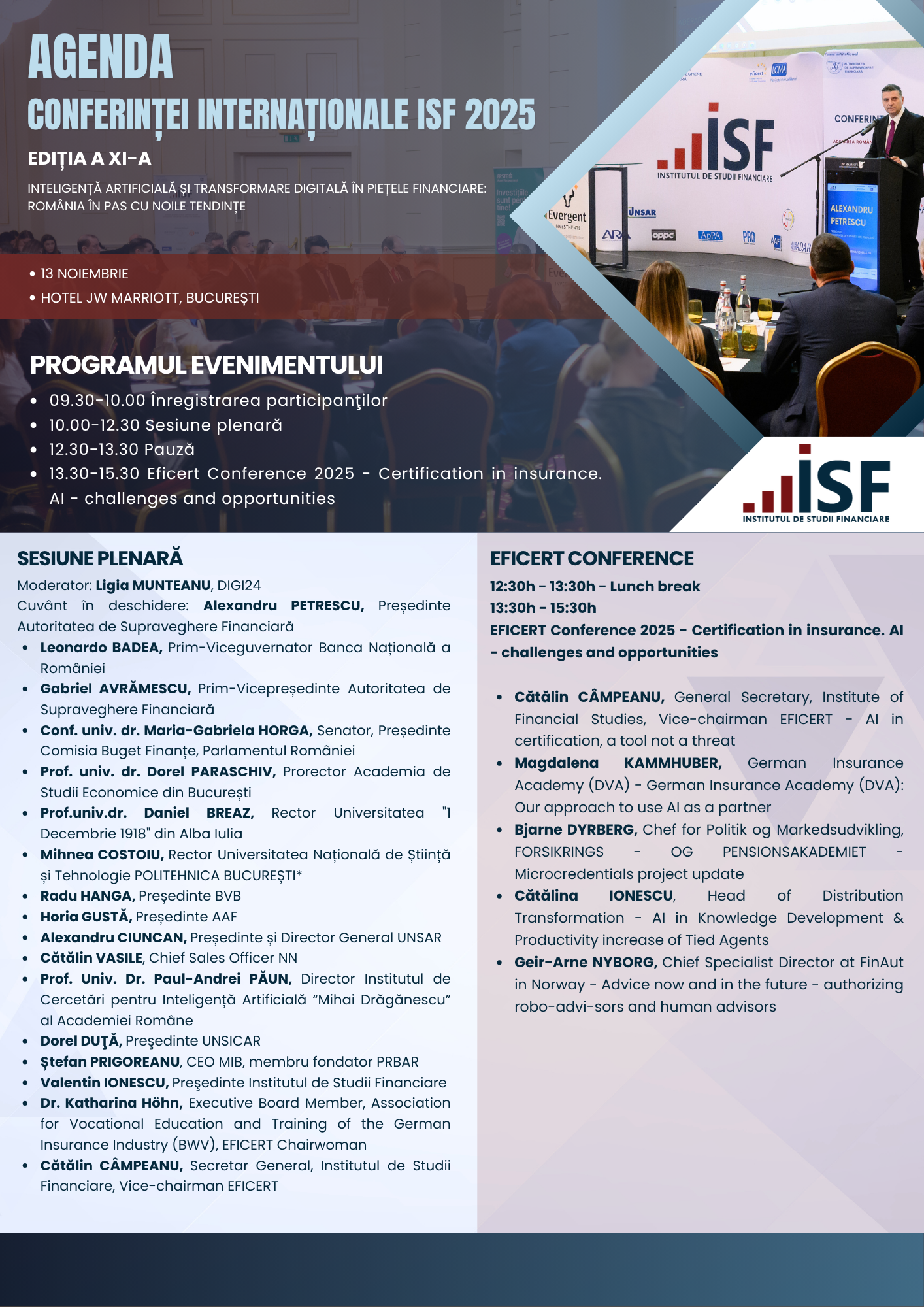 AGENDA - Conferința Internațională ISF 2025 – Inteligență Artificială ...